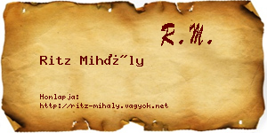 Ritz Mihály névjegykártya