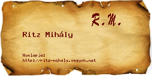 Ritz Mihály névjegykártya